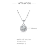 1Ct Square Cut Moissanite Pendant 925 Silver Necklace Sparkles Like Diamonds