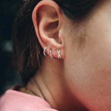 925 Silver Cross Clip Earrings Rhinestone Wedding Non-Piercing Cartilage
