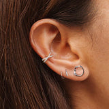 925 Silver Cross Clip Earrings Rhinestone Wedding Non-Piercing Cartilage