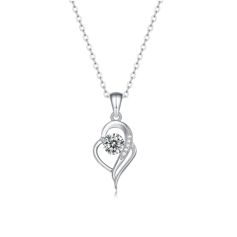 925 Sterling Silver Geometric Necklace Pendant 0.5 Carat Moissanite