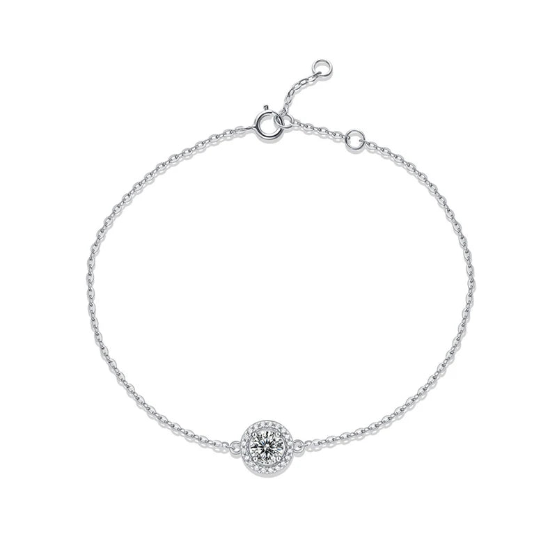 925 Silver Moissanite Bracelet 0.5CT Diamond Gemstone Bracelet For Women