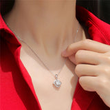 925 Silver Pendant Necklace 1ct Moissanite Diamond Women Wedding