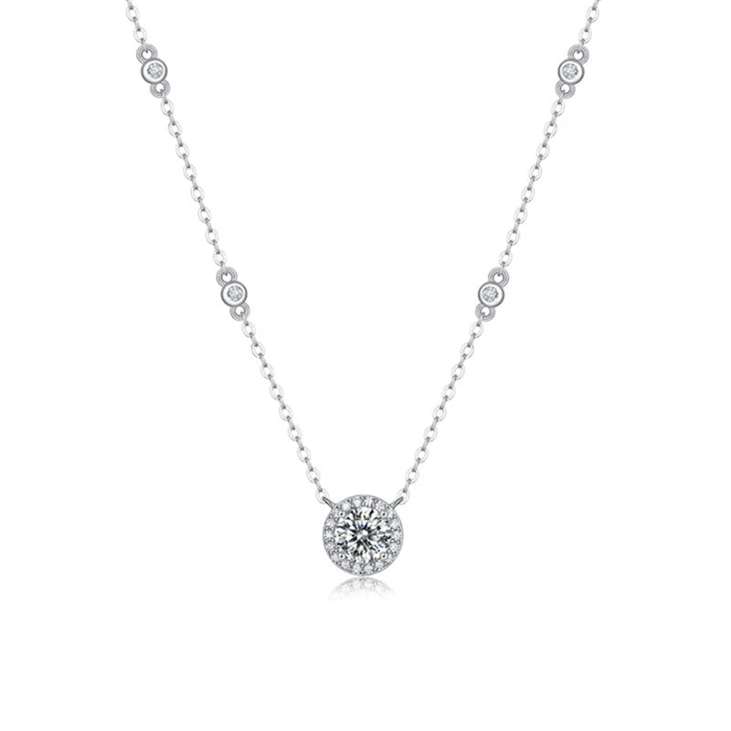 925 Silver 1CT Moissanite Pendant Necklace with Certificate