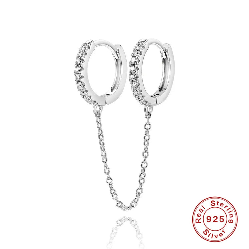 925 Silver Classic Chain Moissanite Earrings with Tassel D Moissanite