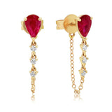Colorful Water Drop Zircon Stud Earrings 925 Sterling Silver Tassel Diamond Chai