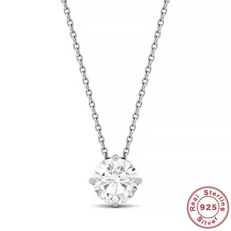 Moissanite 1CT Necklace 925 Silver Chains Bridal Jewelry