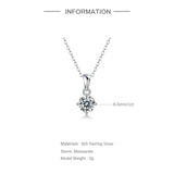 1CT Moissanite Diamond 6.5mm Pendant Necklace 925 Sterling Silver Bridal Jewelry