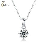 1CT Moissanite Diamond 6.5mm Pendant Necklace 925 Sterling Silver Bridal Jewelry