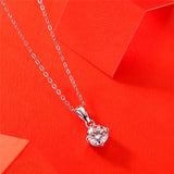 1CT Moissanite Diamond 6.5mm Pendant Necklace 925 Sterling Silver Bridal Jewelry