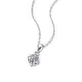 1CT Moissanite Diamond 6.5mm Pendant Necklace 925 Sterling Silver Bridal Jewelry