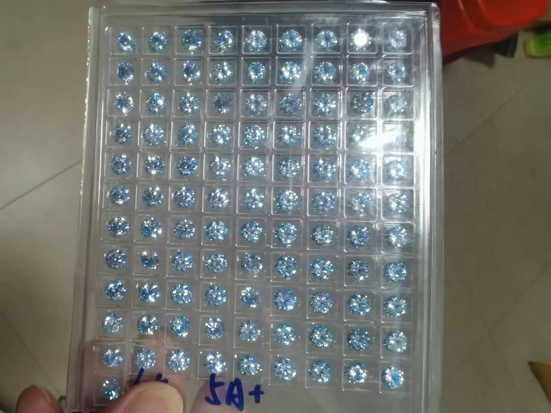 1ct VVS1 Round Moissanite Sky Aquamarine 6.5mm Lab Gemstone