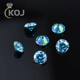 1ct VVS1 Round Moissanite Sky Aquamarine 6.5mm Lab Gemstone