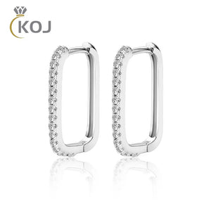 U Row Inlaid Moissanite Earrings 925 Silver D Moissanite Earrings Engagement