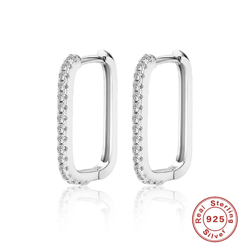 U Row Inlaid Moissanite Earrings 925 Silver D Moissanite Earrings Engagement