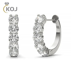 VVS1 EX 3mm Moissanite Hoop Earrings 925 Sterling Silver Platinum 10mm
