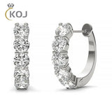 VVS1 EX 3mm Moissanite Hoop Earrings 925 Sterling Silver Platinum 10mm
