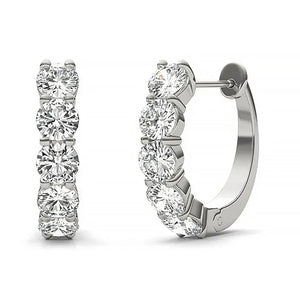 VVS1 EX 3mm Moissanite Hoop Earrings 925 Sterling Silver Platinum 10mm
