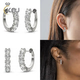 VVS1 EX 3mm Moissanite Hoop Earrings 925 Sterling Silver Platinum 10mm