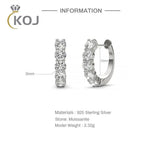 VVS1 EX 3mm Moissanite Hoop Earrings 925 Sterling Silver Platinum 10mm
