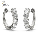 VVS1 EX 3mm Moissanite Hoop Earrings 925 Sterling Silver Platinum 10mm