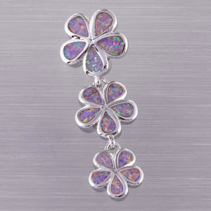Plumeria Lavender Purple Fire Opal Silver Plated Pendant