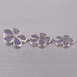 Plumeria Lavender Purple Fire Opal Silver Plated Pendant