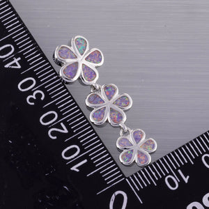 Plumeria Lavender Purple Fire Opal Silver Plated Pendant