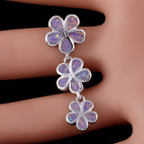Plumeria Lavender Purple Fire Opal Silver Plated Pendant