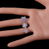 Plumeria Lavender Purple Fire Opal Silver Plated Pendant