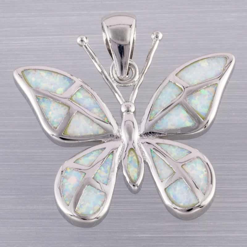 Butterfly Fire Opal Pendant for Necklace