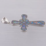 Celtic Cross Lavender Fire Opal Pendant Necklace