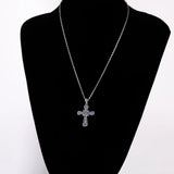 Celtic Cross Lavender Fire Opal Pendant Necklace