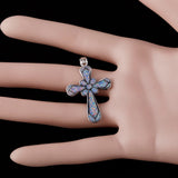 Celtic Cross Lavender Fire Opal Pendant Necklace
