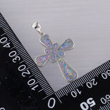 Celtic Cross Lavender Fire Opal Pendant Necklace
