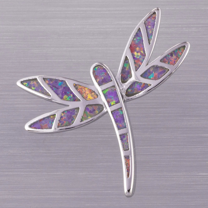 Dragonfly Lavender Purple Opal Pendant for Necklace