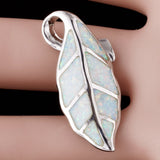 Nature Leaf Fire Opal Silver Plated Pendant Necklace