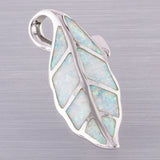 Nature Leaf Fire Opal Silver Plated Pendant Necklace
