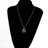 Crescent Fire Opal Palm Tree Pendant Necklace