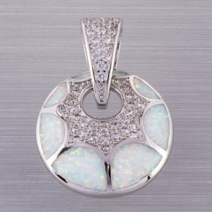 Fire Opal CZ Silver Plated Pendant for Necklace