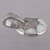 Fire Opal CZ Silver Plated Pendant for Necklace