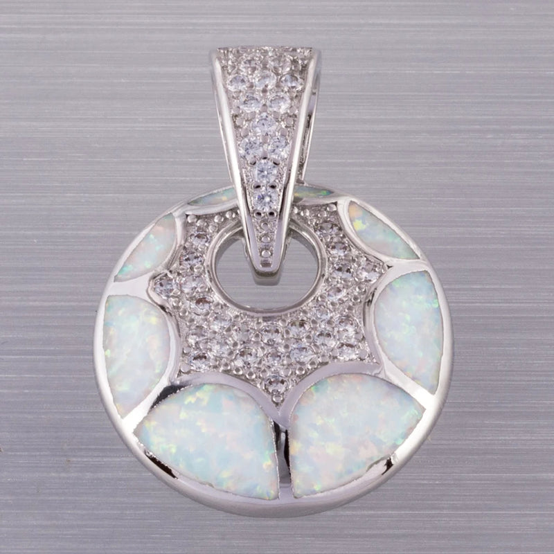 Fire Opal CZ Silver Plated Pendant for Necklace