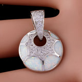 Fire Opal CZ Silver Plated Pendant for Necklace
