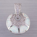 Fire Opal CZ Silver Plated Pendant for Necklace