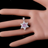 Star of David Lavender Purple Fire Opal CZ Pendant