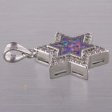 Star of David Lavender Purple Fire Opal CZ Pendant