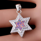 Star of David Lavender Purple Fire Opal CZ Pendant