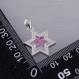 Star of David Lavender Purple Fire Opal CZ Pendant