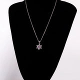 Star of David Lavender Purple Fire Opal CZ Pendant