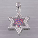 Star of David Lavender Purple Fire Opal CZ Pendant