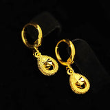 Water Droplet Ear Clip 14K Yellow Pendant Clip Earrings